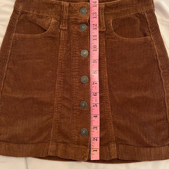 American Eagle Corduroy Button-Up Skirt Size 000 Regular Super Hi-Rise A-Line - Picture 9 of 11